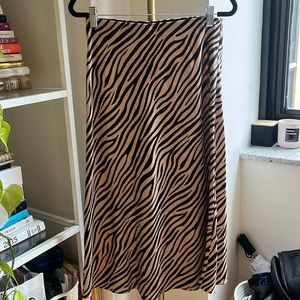 Aqua animal print midi skirt